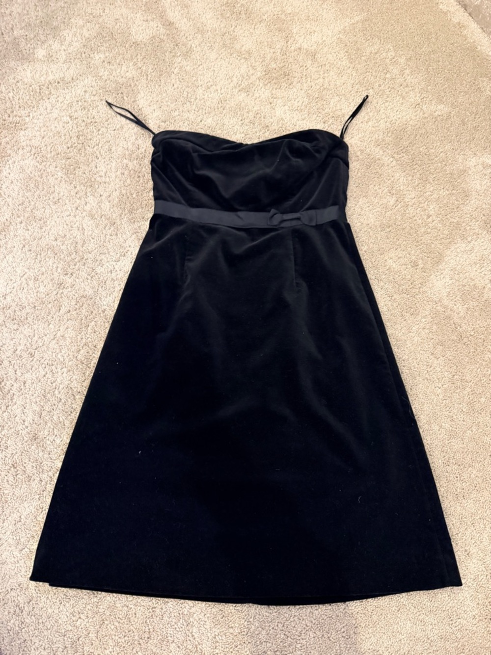 J. Crew Black Strapless Velvet A-Line Dress